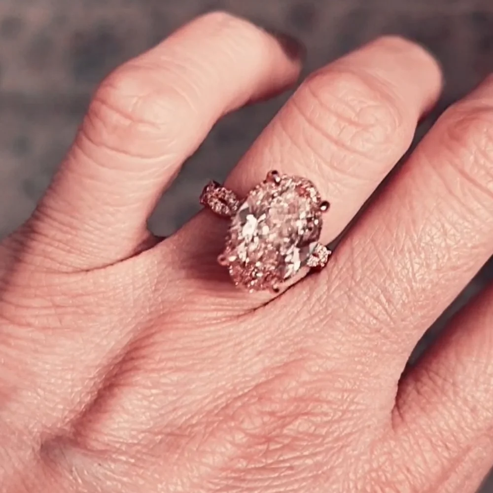 7.27ct 14k Rose Gold Custom Designed Pink Lab Diamond Engagement Ring Size 5 ✨💍 - Picture 1 of 10